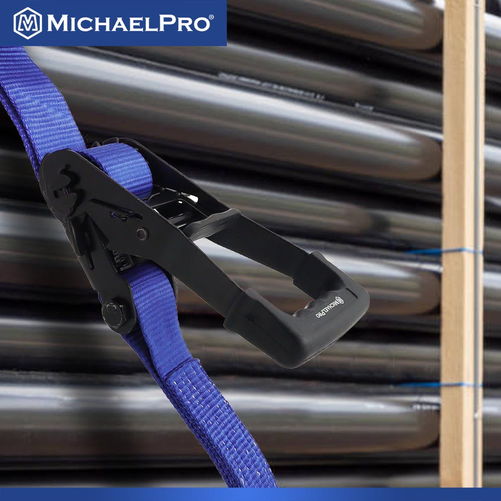 2" x 27' Ratchet Tie Down Strap with J-Hook Safety Latches, 10,000 lb Break Strength (MP021003) - MichaelPro
