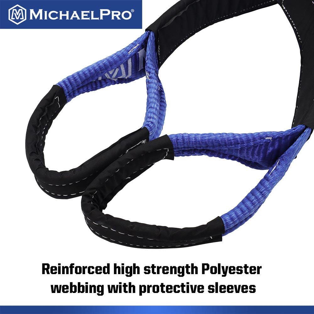3" x 20' Heavy Duty Tow Strap with D-Ring Shackles, 30,000 lb Break Strength (MP021005) - MichaelPro