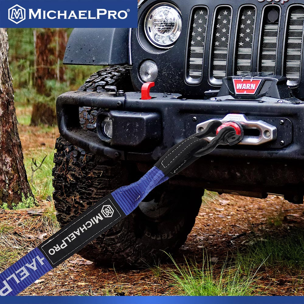 3" x 20' Heavy Duty Tow Strap with D-Ring Shackles, 30,000 lb Break Strength (MP021005) - MichaelPro