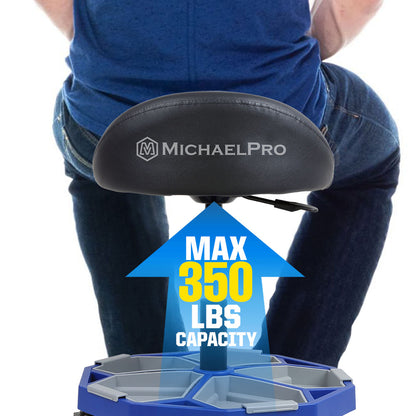 Adjustable Pneumatic Rolling Mechanic Stool with Tool Tray Storage,  350 LBS Weight Capacity (MPC016005) - MichaelPro