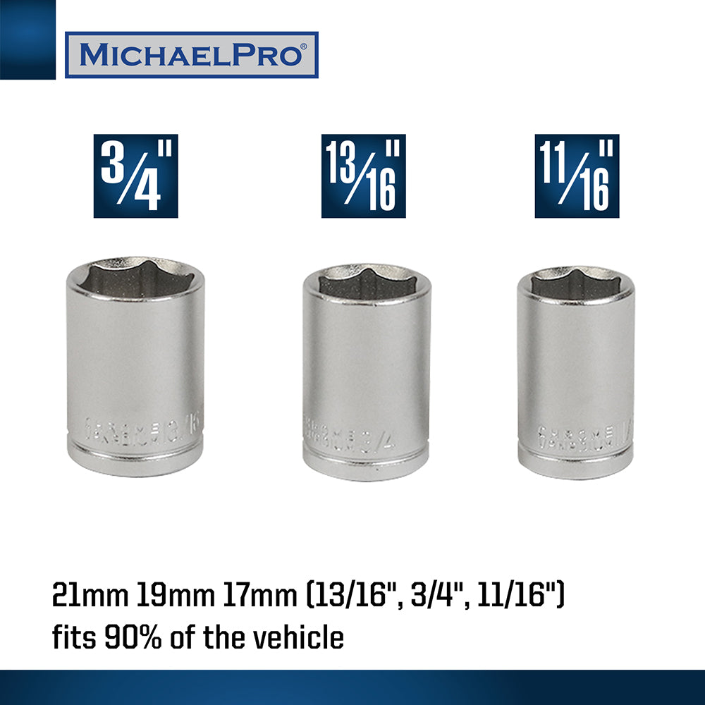 1/2-inch Drive Click Through Torque Wrench With Sockets (MP001002) - MichaelPro