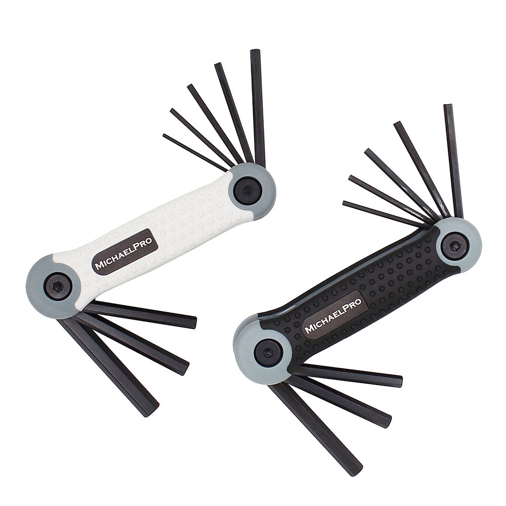 Folding Hex Key Allen Wrench Set in Standard SAE & Metric sizes (MP001007BW) - MichaelPro
