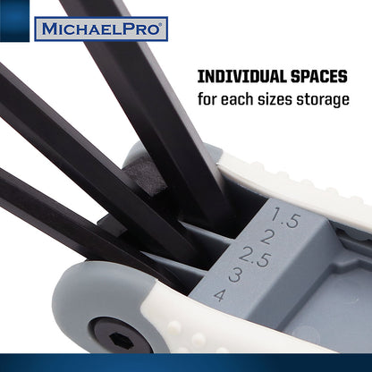 Folding Hex Key Allen Wrench Set in Standard SAE & Metric sizes (MP001007BW) - MichaelPro