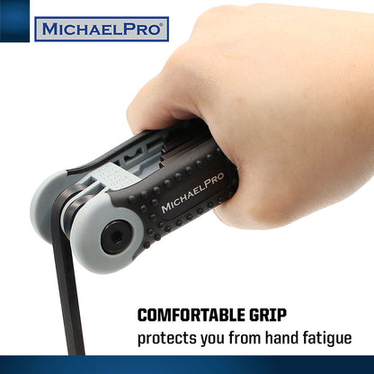 Folding Hex Key Allen Wrench Set in Standard SAE & Metric sizes (MP001007BW) - MichaelPro