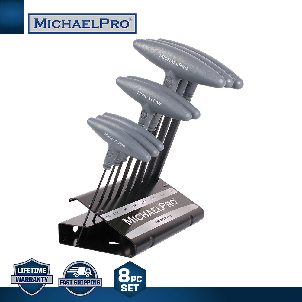 8-Piece T-Handle Ball End Allen Wrench Set in Standard SAE Sizes