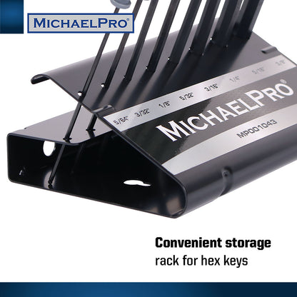 8-Piece T-Handle Ball End Allen Wrench Set in Standard SAE Sizes with Storage Stand (MP001043B) - MichaelPro