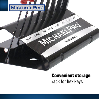 8-Piece T-Handle Ball End Allen Wrench Set in Standard SAE Sizes with Storage Stand (MP001043) - MichaelPro