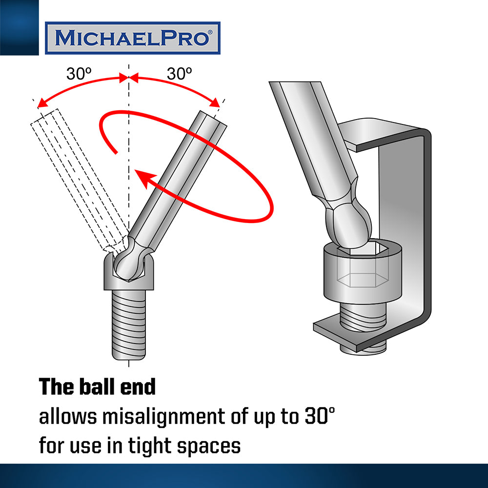 8-Piece T-Handle Ball End Allen Wrench Set in Standard SAE Sizes with Storage Stand (MP001043) - MichaelPro