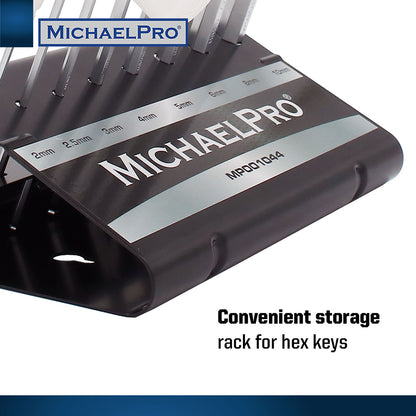 8-Piece Two-Way T-Handle Allen Wrench Set in Metric Sizes with Storage Stand (MP001044W) - MichaelPro