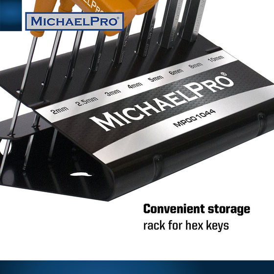 8-Piece Two-Way T-Handle Allen Wrench Set in Metric Sizes with Storage Stand (MP001044)