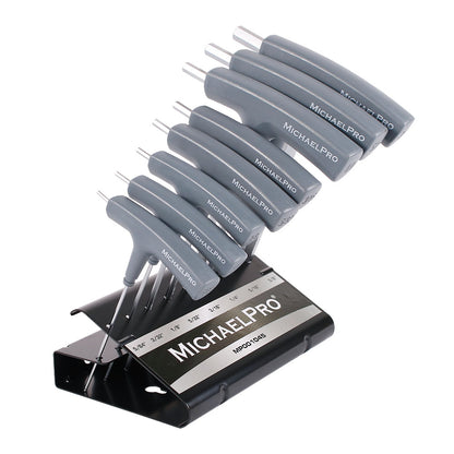 8-Piece Two-Way T-Handle Allen Wrench Set in Standard SAE Sizes with Storage Stand (MP001045B) - MichaelPro