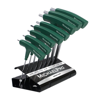 8-Piece Two-Way T-Handle Allen Wrench Set in Standard SAE Sizes with Storage Stand (MP001045) - MichaelPro