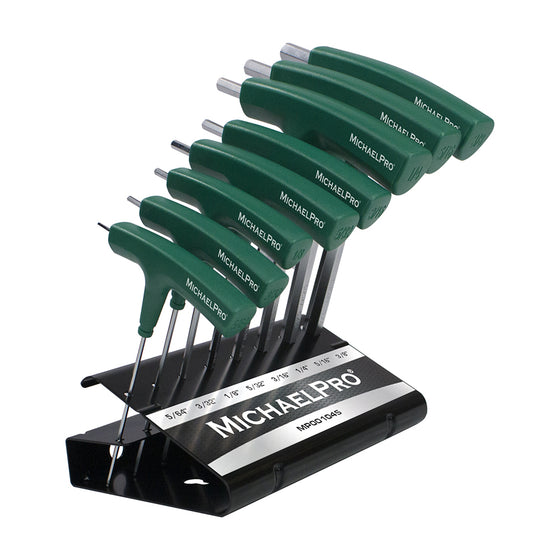 8-Piece Two-Way T-Handle Allen Wrench Set in Standard SAE Sizes with Storage Stand (MP001045)