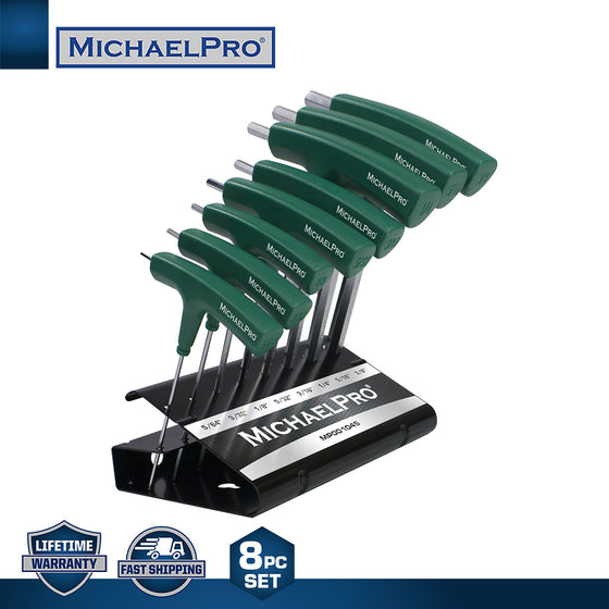 8-Piece Two-Way T-Handle Allen Wrench Set in Standard SAE Sizes with Storage Stand (MP001045)