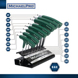 8-Piece Two-Way T-Handle Allen Wrench Set in Standard SAE Sizes with Storage Stand (MP001045) - MichaelPro