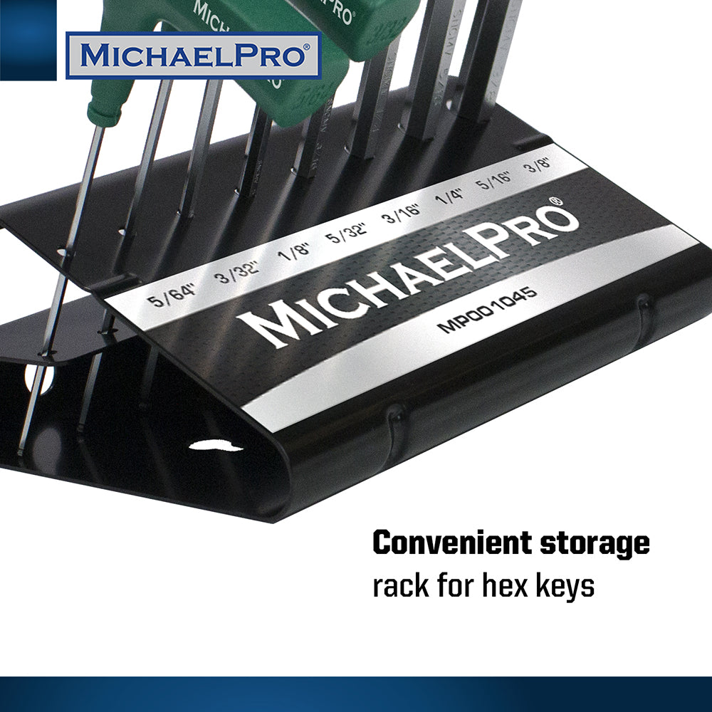 8-Piece Two-Way T-Handle Allen Wrench Set in Standard SAE Sizes with Storage Stand (MP001045)