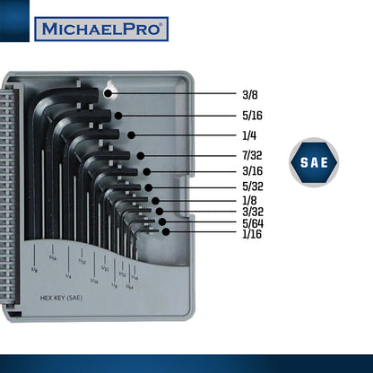 20-Piece Short Arm Hex Key Set with Foldable Organizer in Standard SAE & Metric Sizes (MP001046) - MichaelPro
