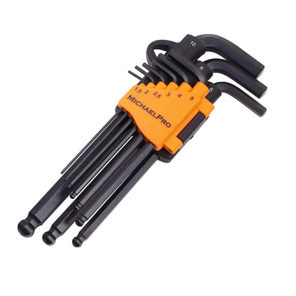 9-Piece Ball End Hex Key Set with Storage in Metric Sizes (MP001048) - MichaelPro