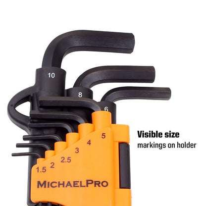 9-Piece Ball End Hex Key Set with Storage in Metric Sizes (MP001048) - MichaelPro