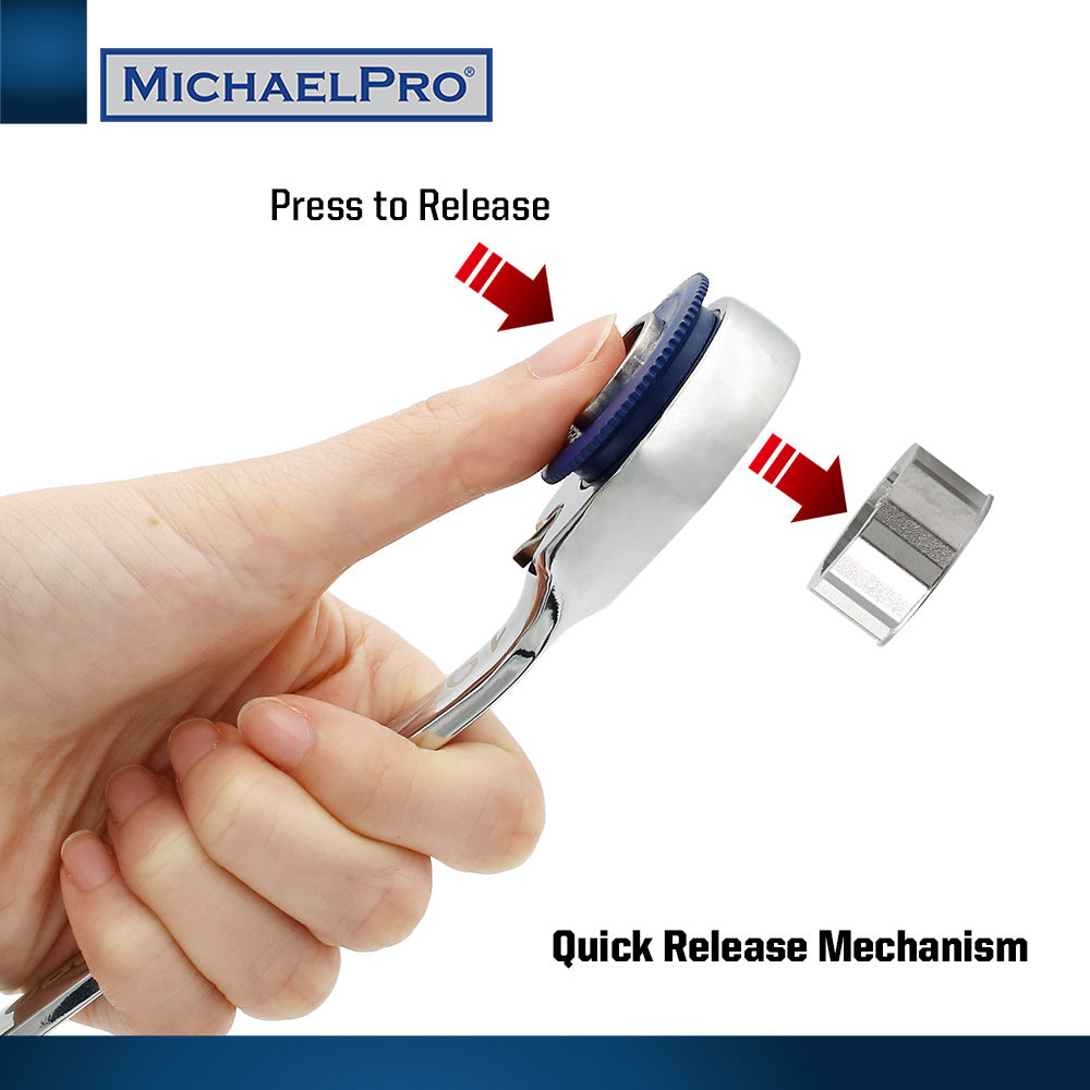 11-in-1 Ratcheting Wrench with Interchangeable Gear Rings (MP001204) - MichaelPro