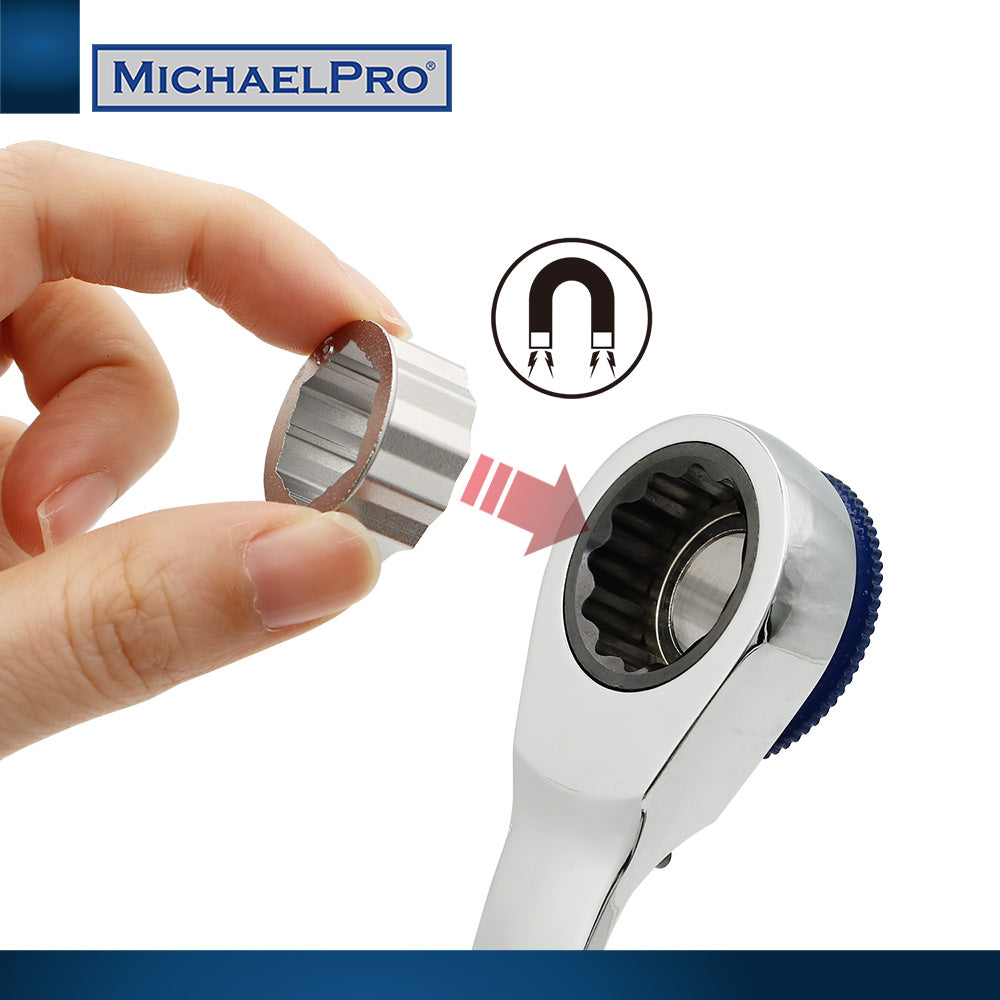11-in-1 Ratcheting Wrench with Interchangeable Gear Rings