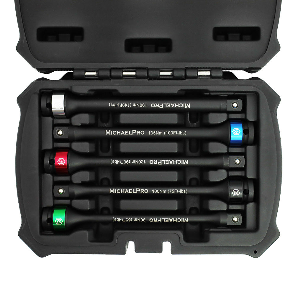 5-Piece 1/2" Drive Torque Limiting Extension Bar Set (MP001207) - MichaelPro