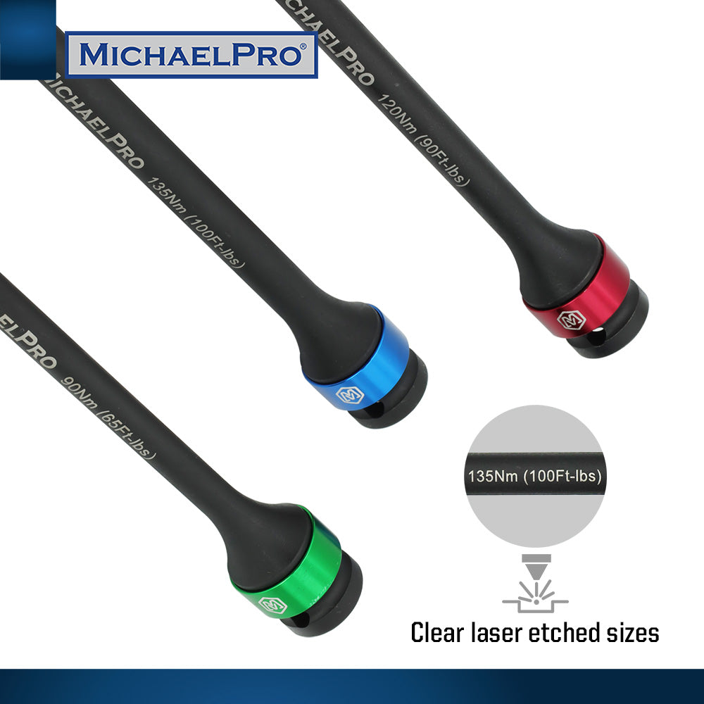 5-Piece 1/2" Drive Torque Limiting Extension Bar Set (MP001207) - MichaelPro