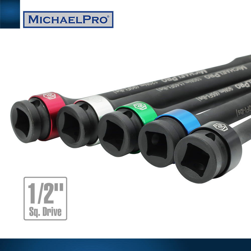 5-Piece 1/2" Drive Torque Limiting Extension Bar Set (MP001207) - MichaelPro