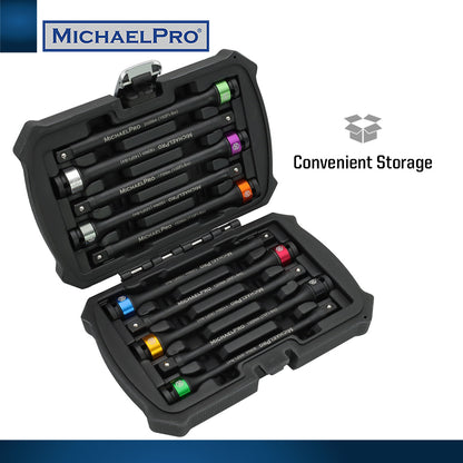 10-Piece 1/2" Drive Torque Limiting Extension Bar Set (MP001208) - MichaelPro