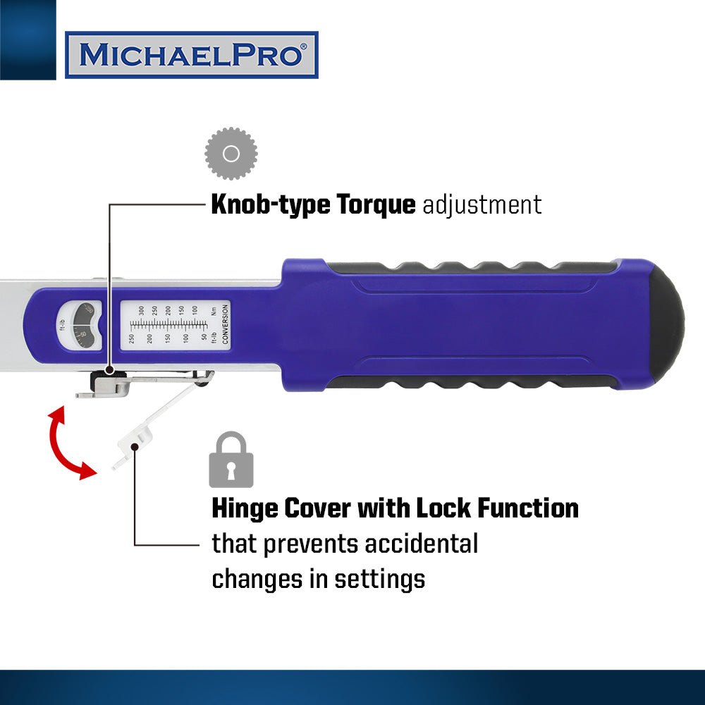 1/2" Drive Split Beam Torque Wrench with Flex Head, 40 – 250 ft-lb (MP001209)