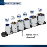 19-Piece Bolt Extractor Offset Wrenches and Cushion Grip Sockets Set in Standard SAE & Metric Sizes (MP001212) - MichaelPro