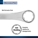 19-Piece Bolt Extractor Offset Wrenches and Cushion Grip Sockets Set in Standard SAE & Metric Sizes (MP001212) - MichaelPro