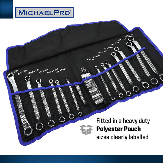 19-Piece Bolt Extractor Offset Wrenches and Cushion Grip Sockets Set in Standard SAE & Metric Sizes (MP001212)