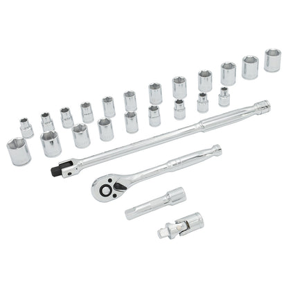 25-Piece 3/8" Drive Breaker Bar, Ratchet and Socket Set (MP001215) - MichaelPro