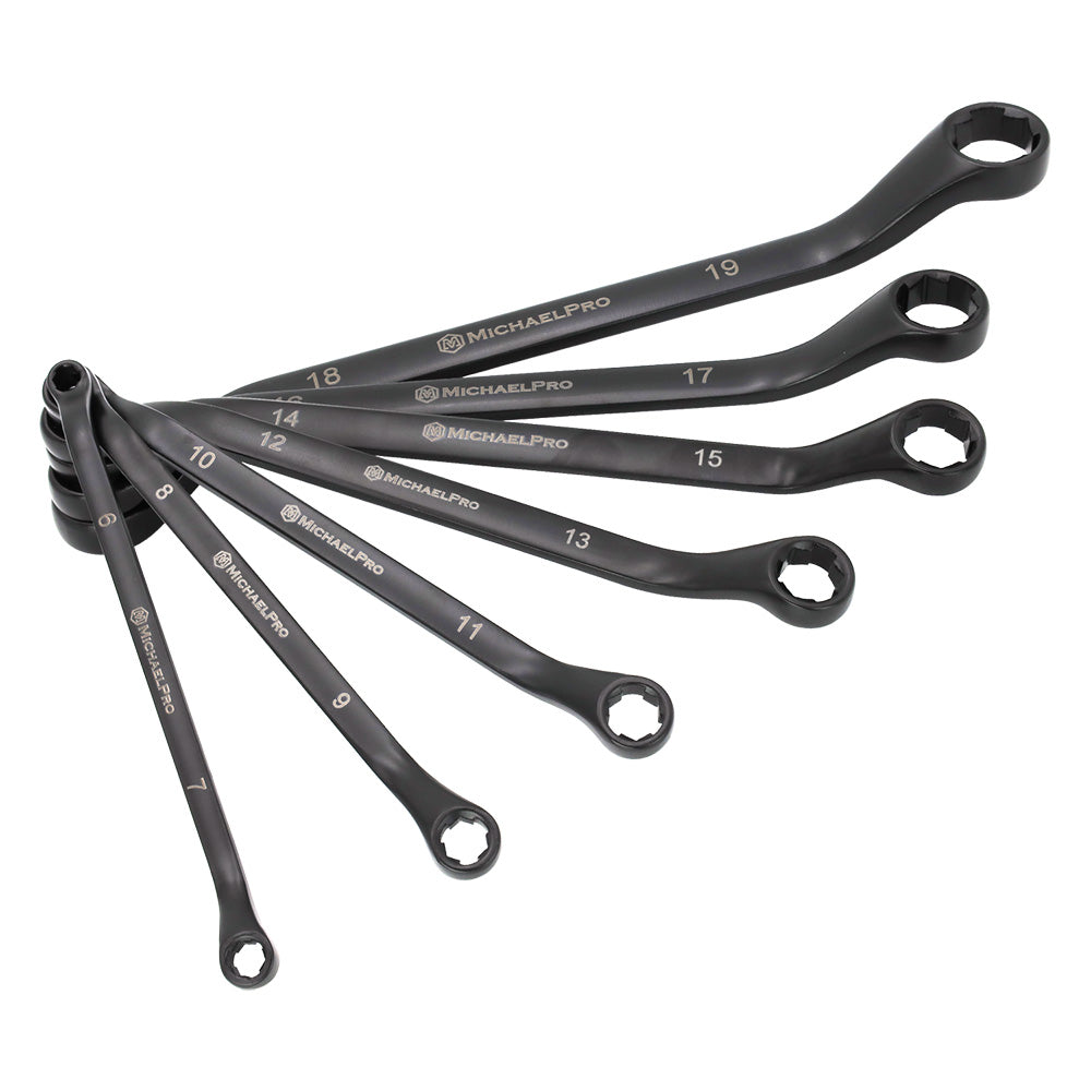 7-Piece Black Oxide Bolt Extractor Offset Wrench Set in Metric Sizes (MP001217) - MichaelPro