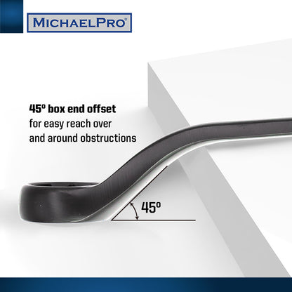 7-Piece Black Oxide Bolt Extractor Offset Wrench Set in Metric Sizes (MP001217) - MichaelPro