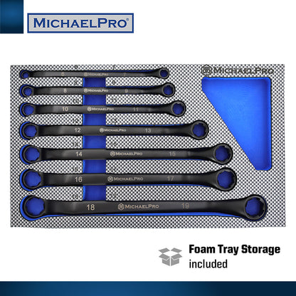 7-Piece Black Oxide Bolt Extractor Offset Wrench Set in Metric Sizes (MP001217) - MichaelPro