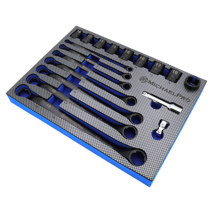 18-Piece Black Oxide Bolt Extractor Offset Wrench and Socket Set in Metric Sizes (MP001218) - MichaelPro
