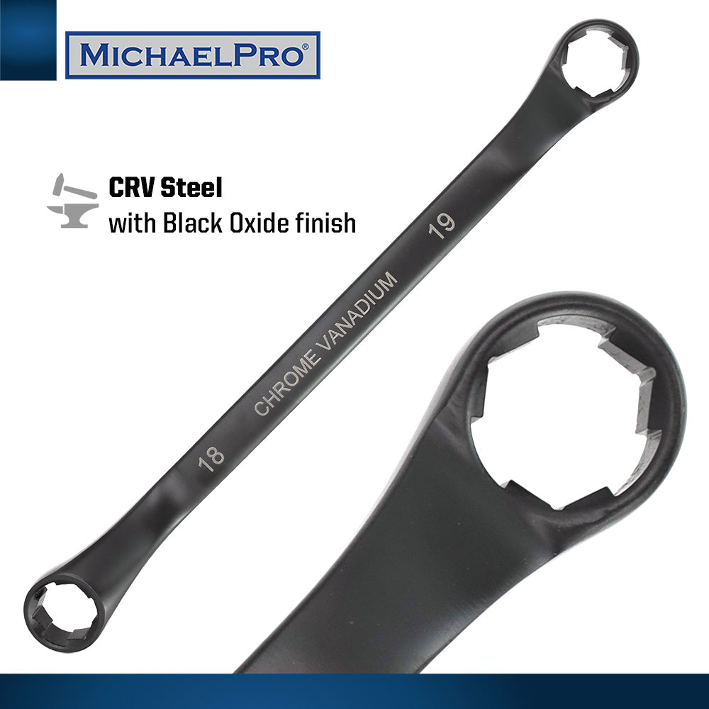 18-Piece Black Oxide Bolt Extractor Offset Wrench and Socket Set in Metric Sizes (MP001218) - MichaelPro