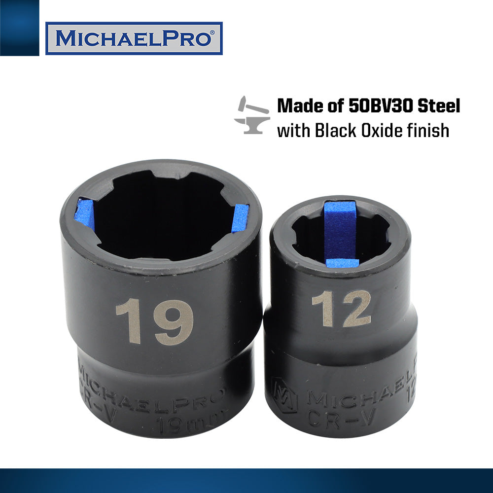 18-Piece Black Oxide Bolt Extractor Offset Wrench and Socket Set in Metric Sizes (MP001218) - MichaelPro