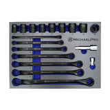 18-Piece Black Oxide Bolt Extractor Offset Wrench and Socket Set in Metric Sizes (MP001218) - MichaelPro
