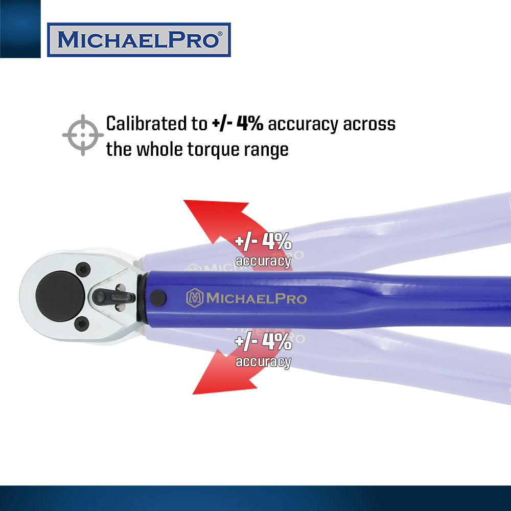 3/8" Drive Click Torque Wrench, 10 – 80 ft-lb (MP001219) - MichaelPro