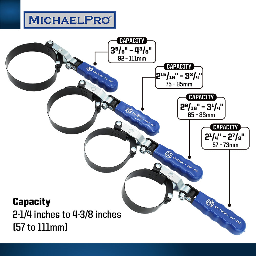 4-Piece Professional Swivel Oil Filter Wrench Set (MP001223)
