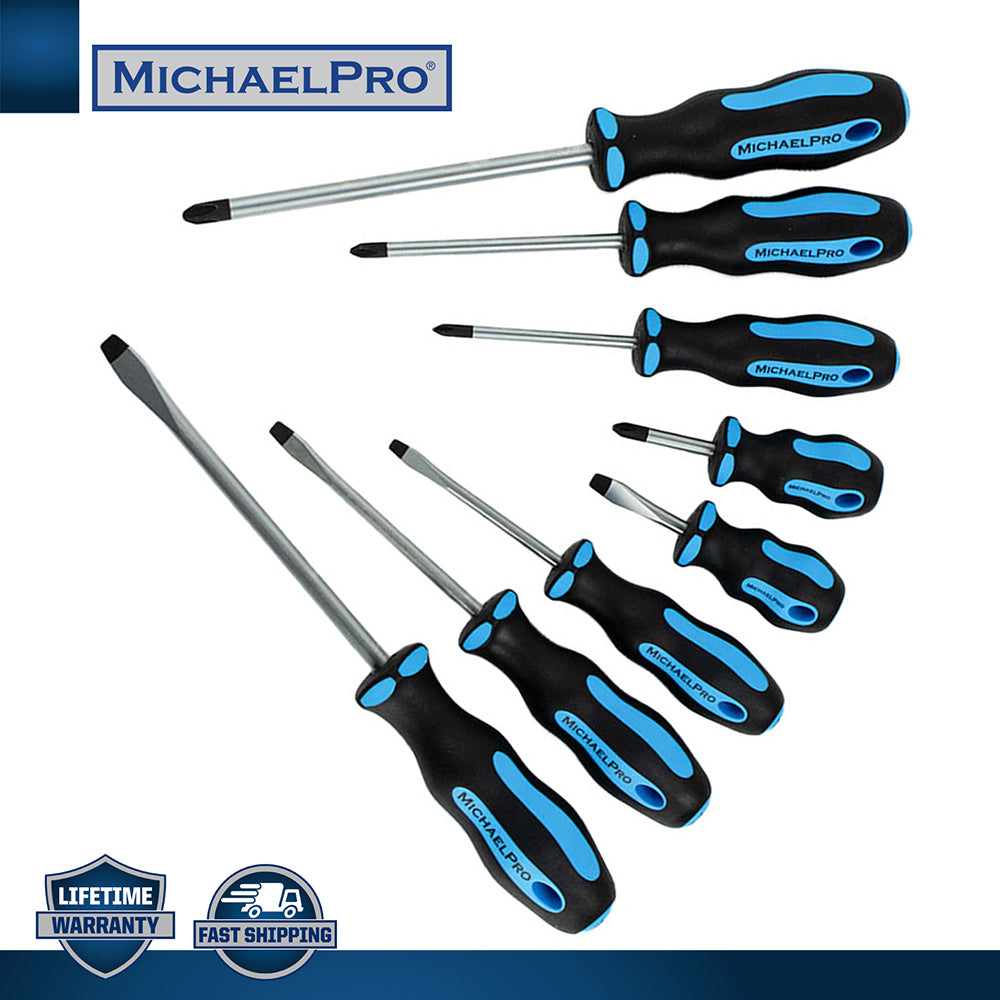 8-Piece Slotted & Phillips Screwdriver Set with Magnetic Tips (MP002008) - MichaelPro