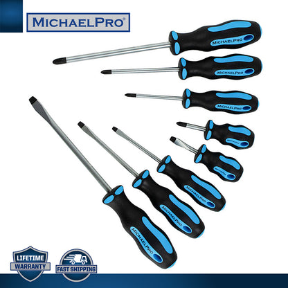 8-Piece Slotted & Phillips Screwdriver Set with Magnetic Tips (MP002008) - MichaelPro