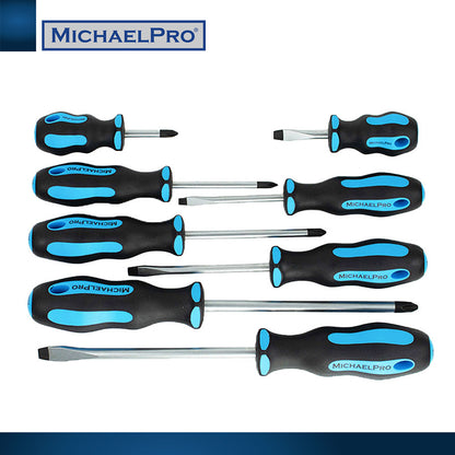 8-Piece Slotted & Phillips Screwdriver Set with Magnetic Tips (MP002008) - MichaelPro