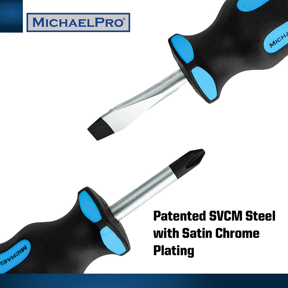 8-Piece Slotted & Phillips Screwdriver Set with Magnetic Tips (MP002008) - MichaelPro