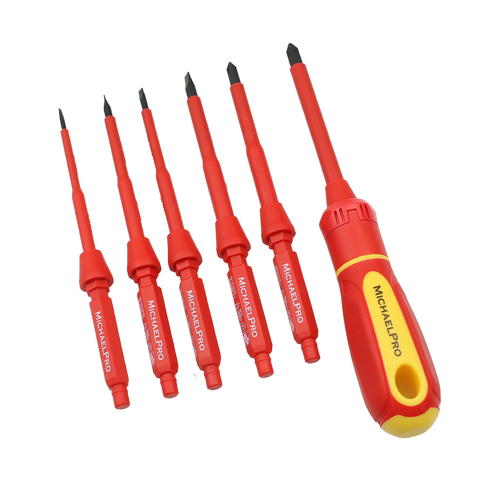 8-Piece VDE Insulated Interchangeable Screwdriver Set with Pouch (MP002021) - MichaelPro