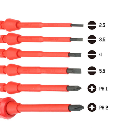8-Piece VDE Insulated Interchangeable Screwdriver Set with Pouch (MP002021) - MichaelPro