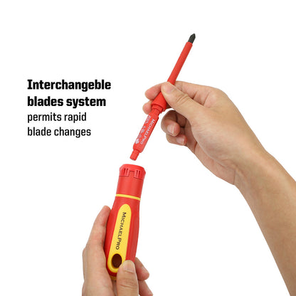 8-Piece VDE Insulated Interchangeable Screwdriver Set with Pouch (MP002021) - MichaelPro